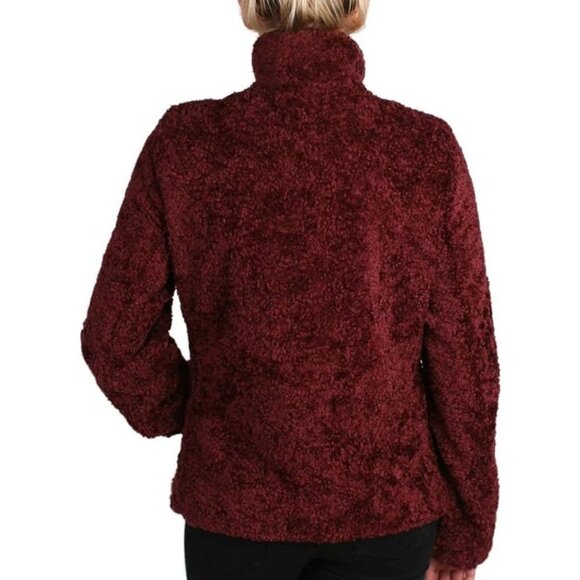 Pendleton Fuzzy Zip Jacket Womens‎ S Dark Red Full Zip Teddy Outerwear Coat - Picture 2 of 15